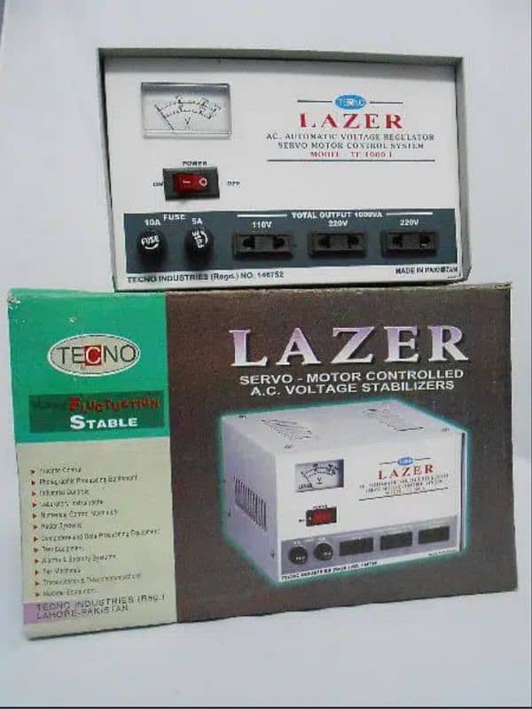 Tecno Lazer 1000VA Servo Motor Automatic Voltage Stabilizer 0