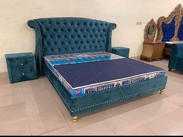 bed set / king size bed / double bed / poshish bed / bed / side table 1