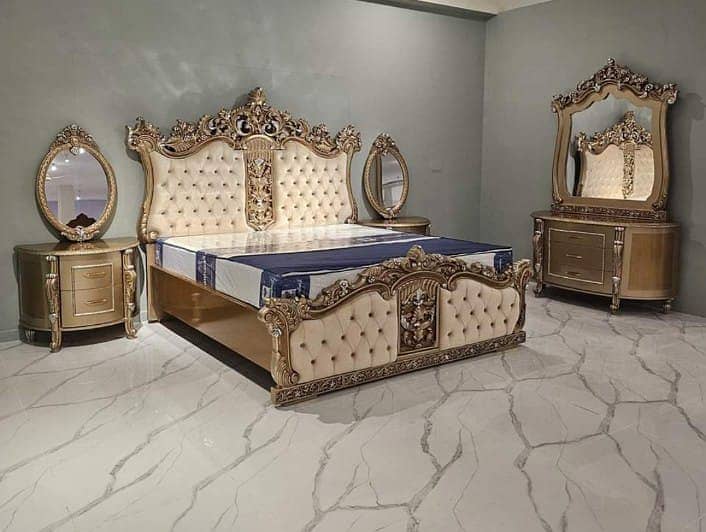 bed set / king size bed / double bed / poshish bed / bed / side table 9