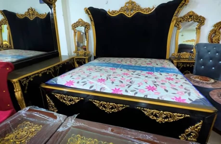 bed set / king size bed / double bed / poshish bed / bed / side table 11