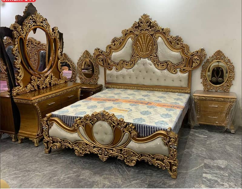 bed set / king size bed / double bed / poshish bed / bed / side table 13