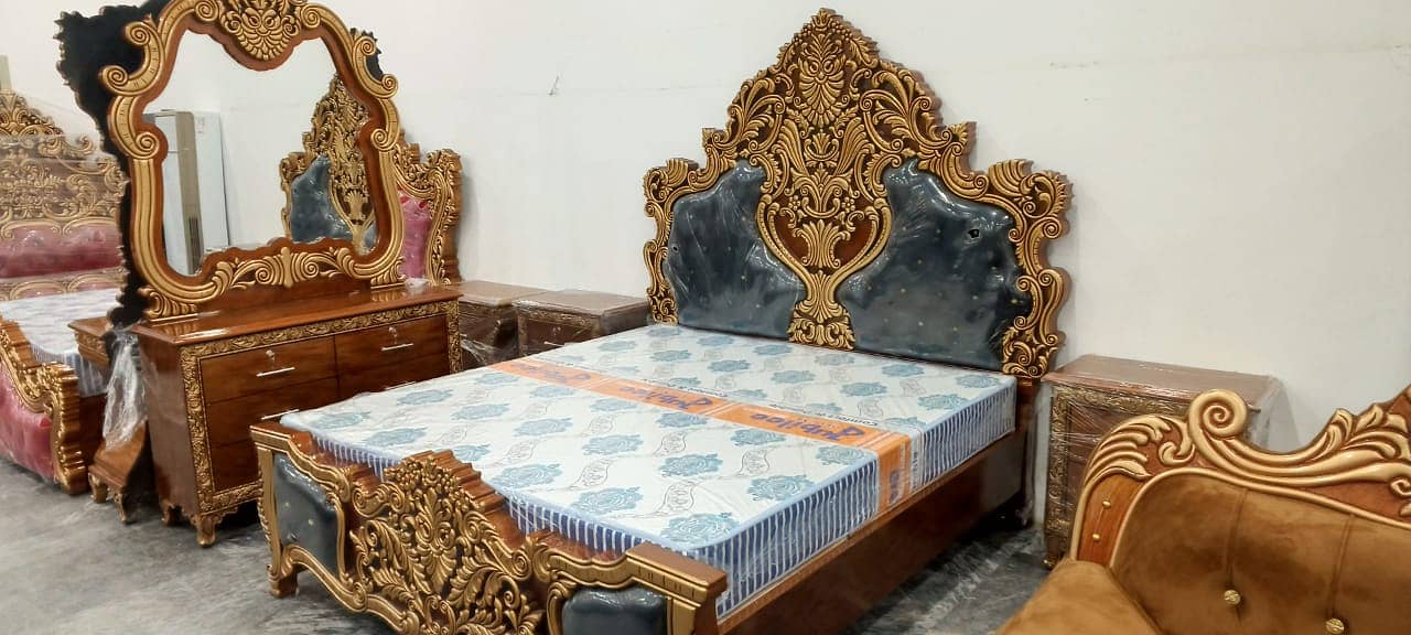 bed set / king size bed / double bed / poshish bed / bed / side table 16