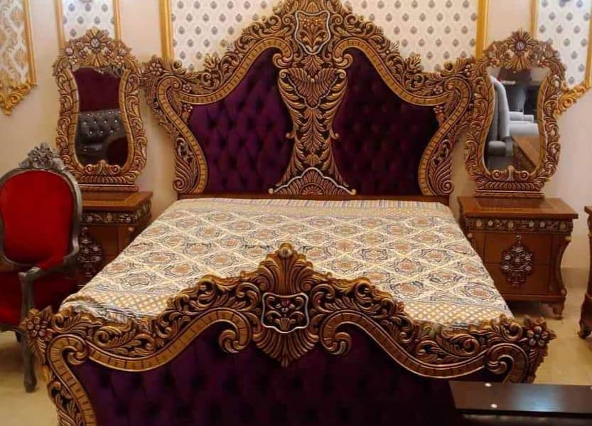 bed set / king size bed / double bed / poshish bed / bed / side table 18