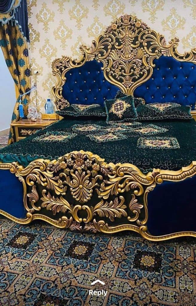 bed set / king size bed / double bed / poshish bed / bed / side table 19