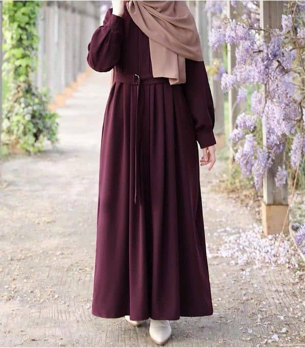 stylish maroon geotgette full abaya for women. 0