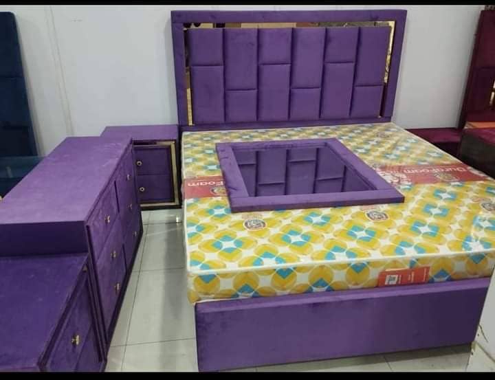 bed set / king size bed / double bed / poshish bed / bed / side table/ 4