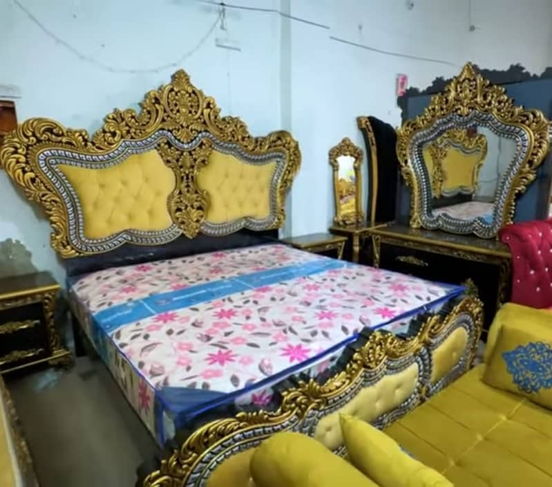 bed set / king size bed / double bed / poshish bed / bed / side table/ 15