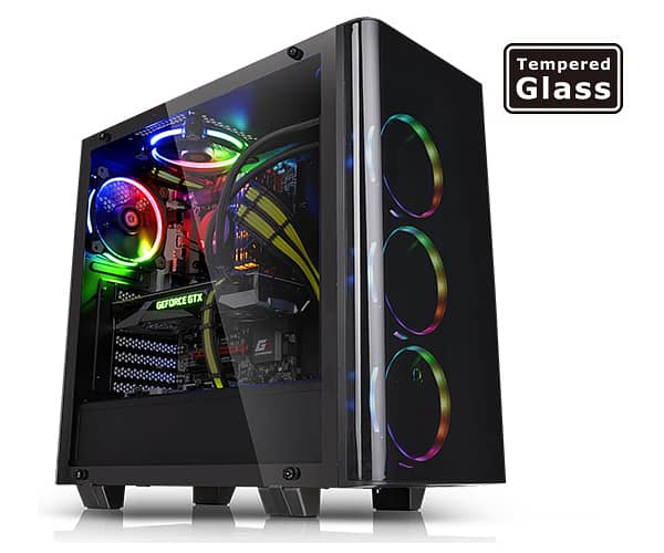 Thermaltake View 21 Tempered Glass Pc case Casing PSU With 5 Fans 6