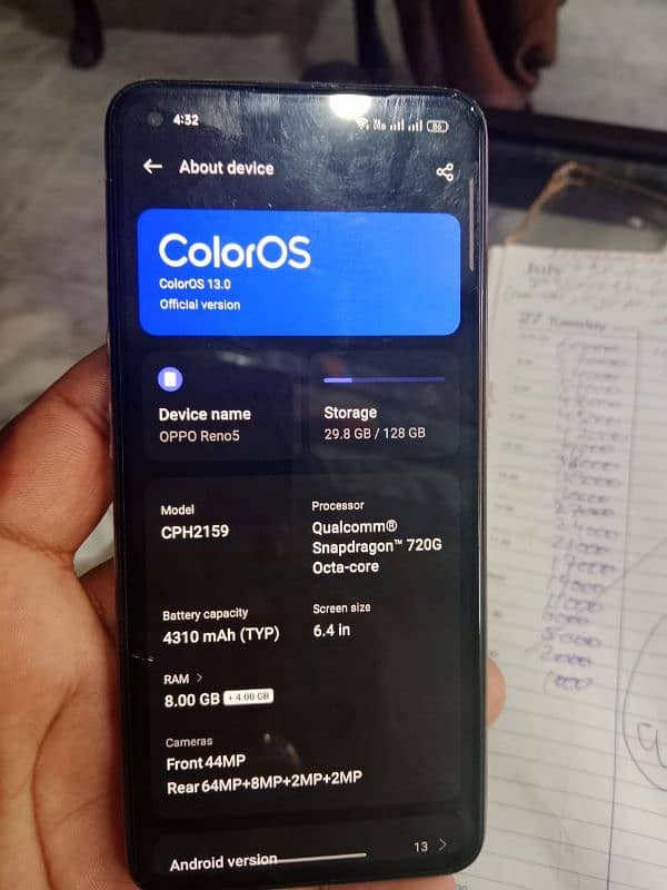 Oppo reno5 (8+128gb) condition 10by10 box charger sath hai 2