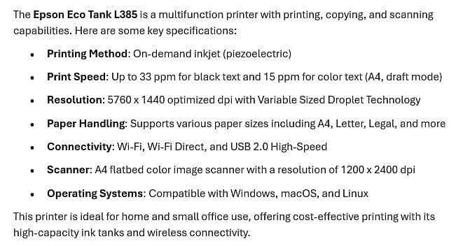 Printer Epson EcoTank L385 9