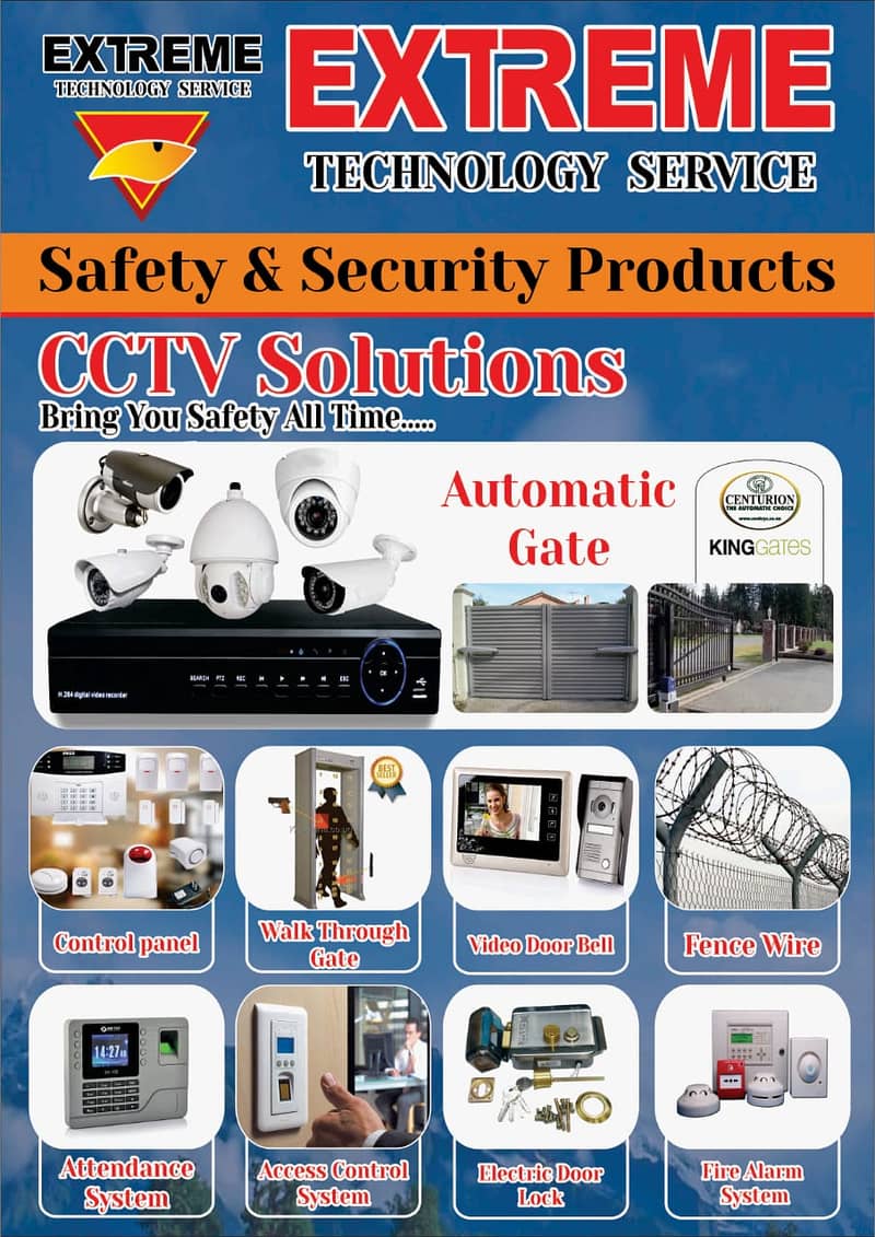 Electric Fence CCTV camera Automatic sliding gates Fire Alarms 12