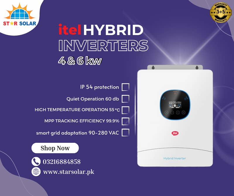 6KW itel Hybrid Inverter IP 54 Protection 0