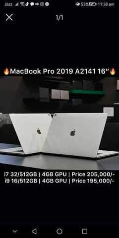 Macbook Pro 2019 16 inch i7 i9 32GB 512GB 2018