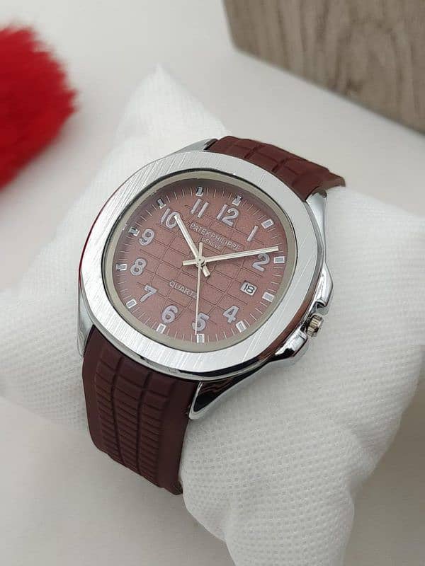 Aa1 Patek Philippe Geneve Stylish Watch Silicon Strap Silver Dial 1