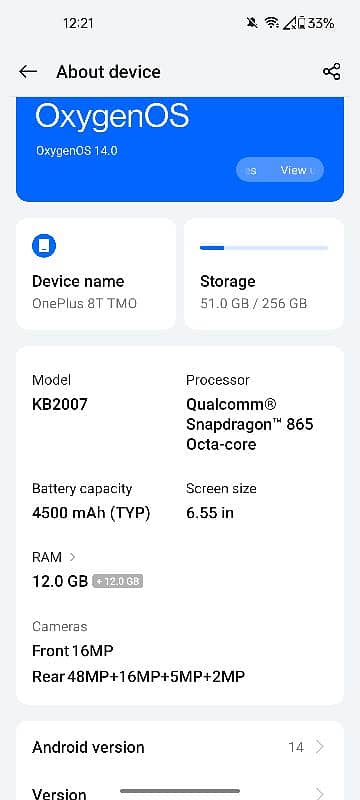 ONEPLUS 8T  12/256 3