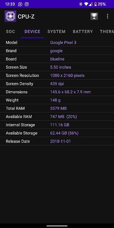 GOOGLE PIXEL 3 PTA APPROVED 4/128 GB 11