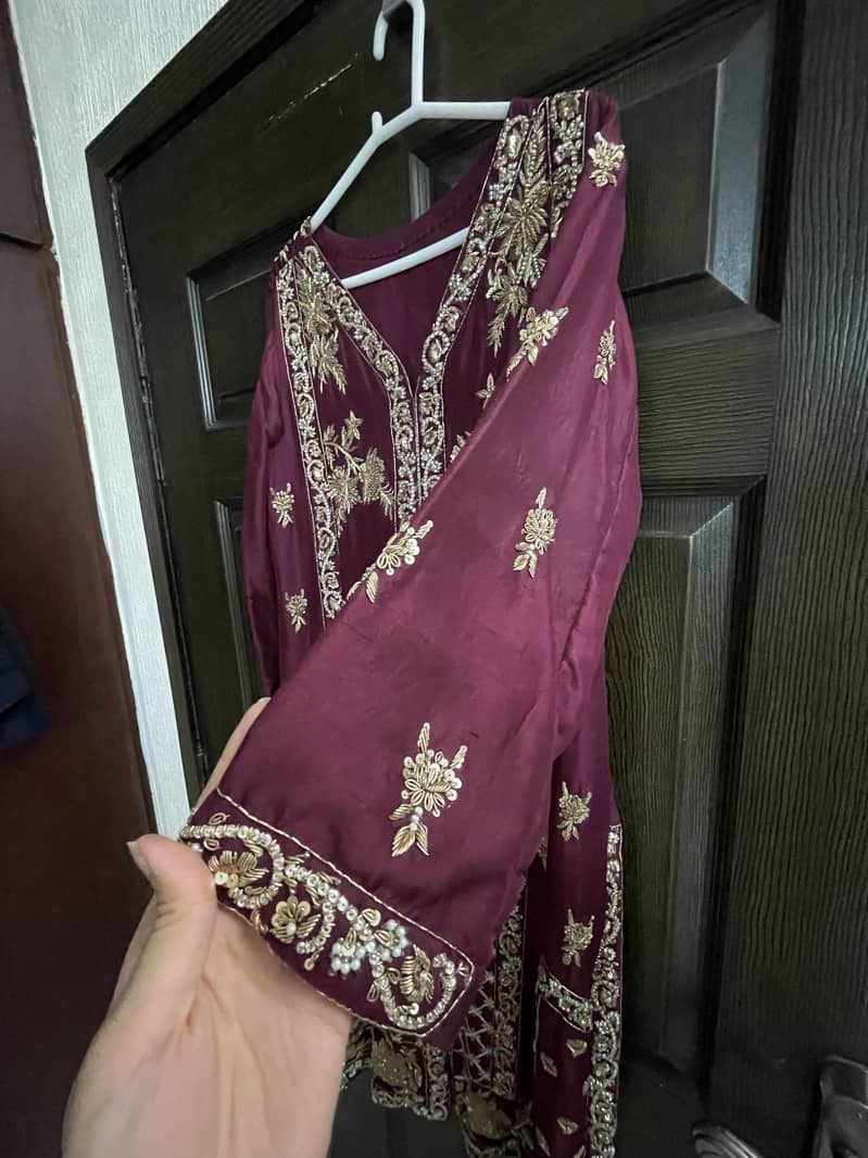 Beautiful Pure Raw Silk hand embellished dress with sharara 5