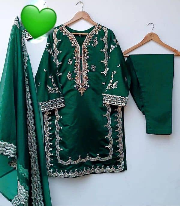 3 pc'S woman stitched  shamoz silk Embroidered suit 2