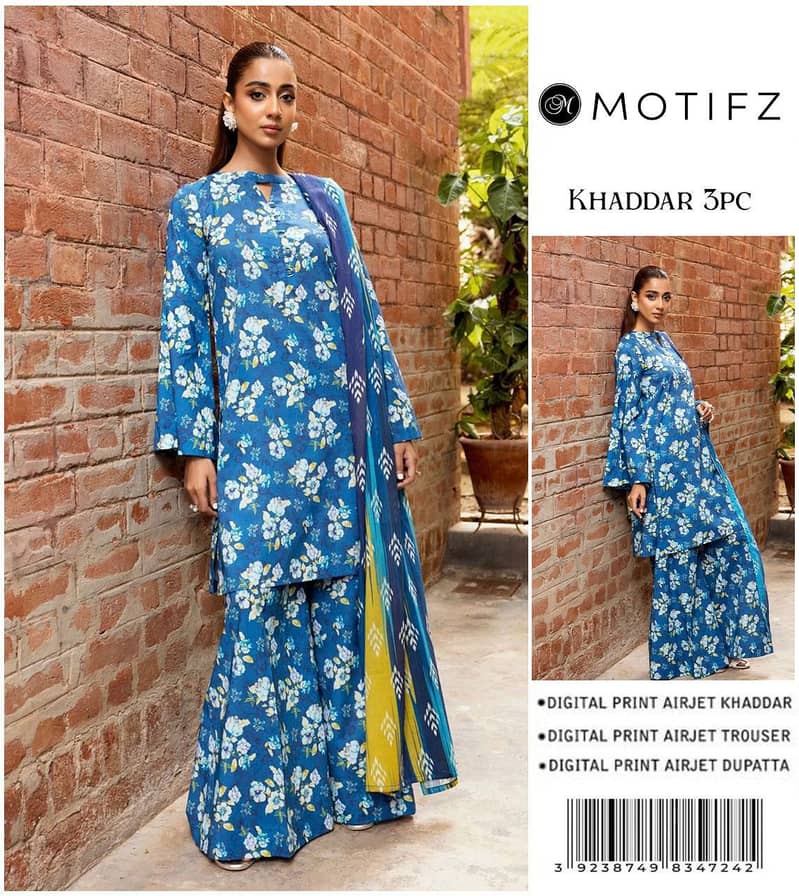 Ladies suit   | 3 Pcs Suit | unstitch Suits | Dhanak | Khaddar 1