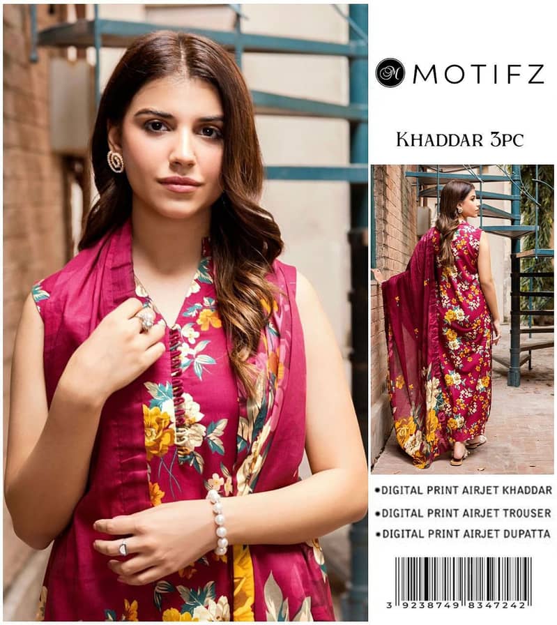 Ladies suit   | 3 Pcs Suit | unstitch Suits | Dhanak | Khaddar 3