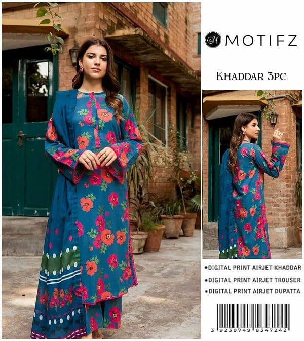 Ladies suit   | 3 Pcs Suit | unstitch Suits | Dhanak | Khaddar 6