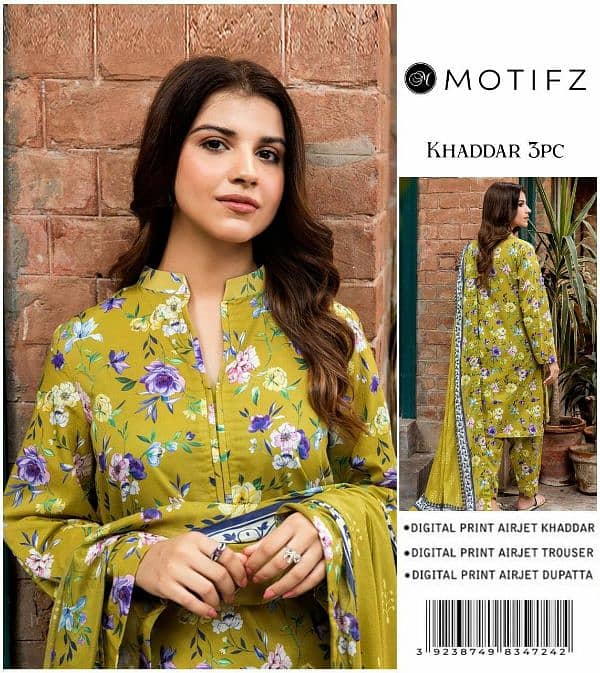 Ladies suit   | 3 Pcs Suit | unstitch Suits | Dhanak | Khaddar 7