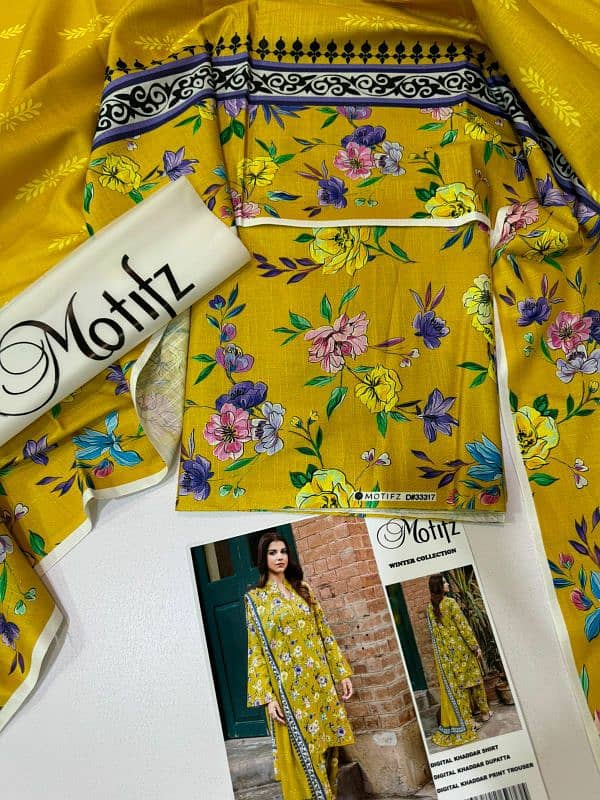 Ladies suit   | 3 Pcs Suit | unstitch Suits | Dhanak | Khaddar 8