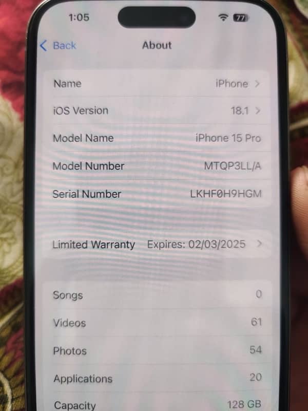 IPhone 15 pro 128 gb jv with box lla 5