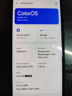 OPPO  F19 6GB +4GB Ram 128GB Rom