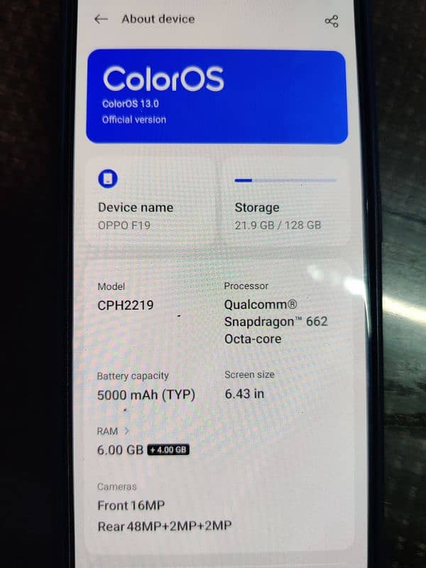 OPPO  F19 6GB +4GB Ram 128GB Rom 0