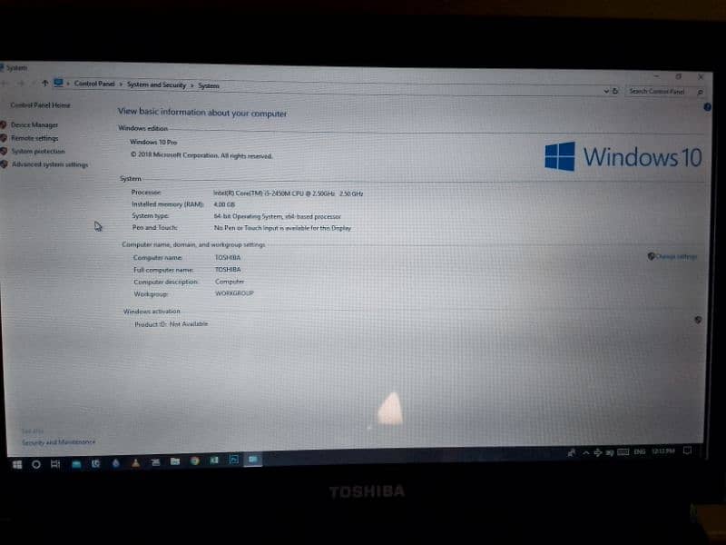 Toshiba Laptop core i5 2nd Generation for Sale Price: 15,000/ 10