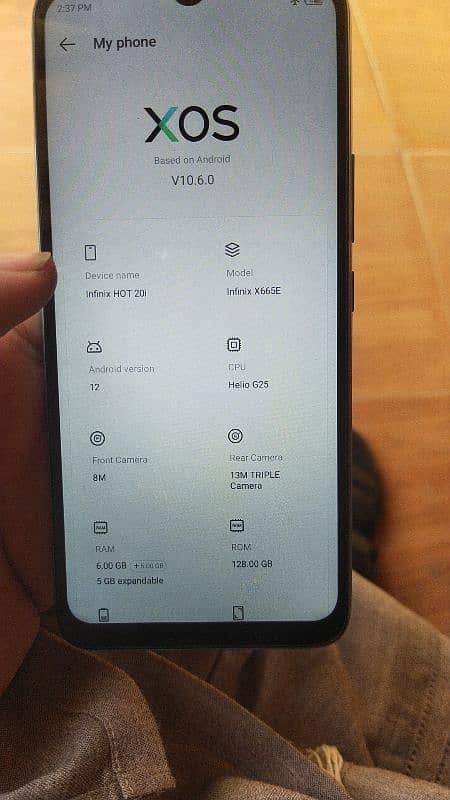 infinix hote20i . 6+5GB ram. 128GB rom 100% original. no open no repair. 0