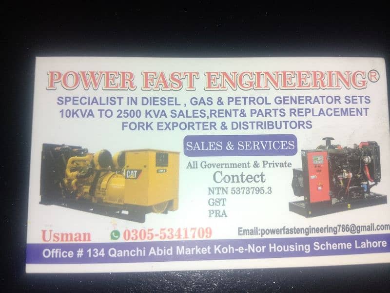 Electrical and machine work generator's 1 kva to 1000kw 03055341709 1