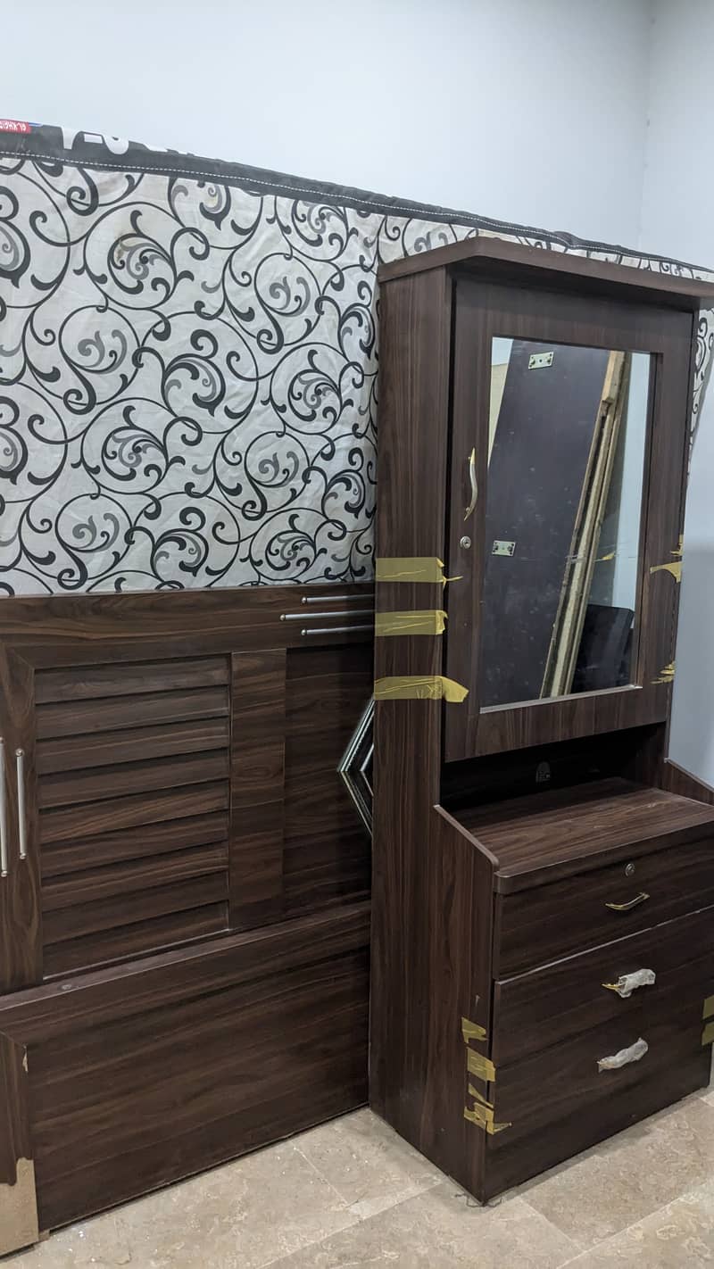 Wooden Double bed with wardrobe 3