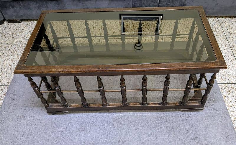 Solid  3 pieces wooden center tables with glass 2