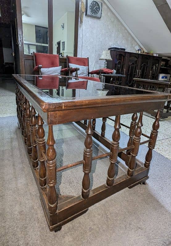 Solid  3 pieces wooden center tables with glass 5