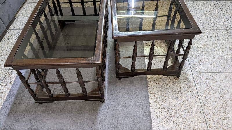 Solid  3 pieces wooden center tables with glass 3