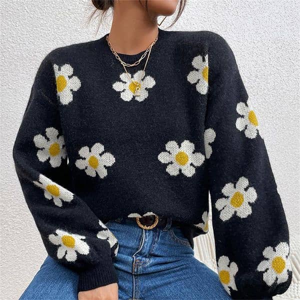 *1 PCs lose women knitted round neck sweater* 2