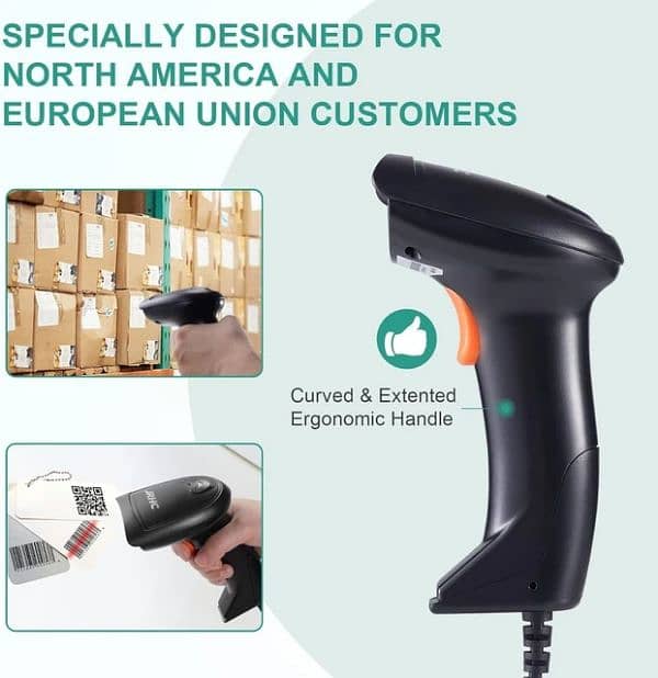 JRHC 1D USB Laser Barcode  Scanner 4