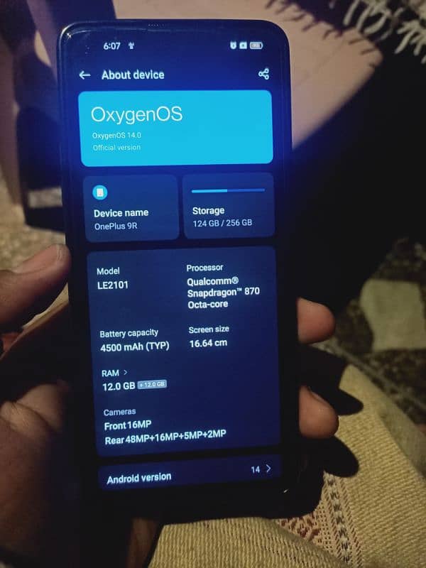 OnePlus 9R 10/10 12+12GB Ram, 256GB storage 2