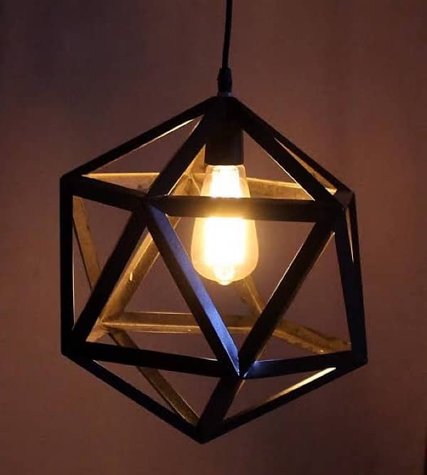 3 Hexagonal Hanging Lamps In Black 0