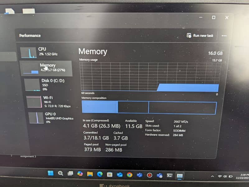 Toshiba dynabook i7 10gen 16GB RAM 256GB M2 SSD 5