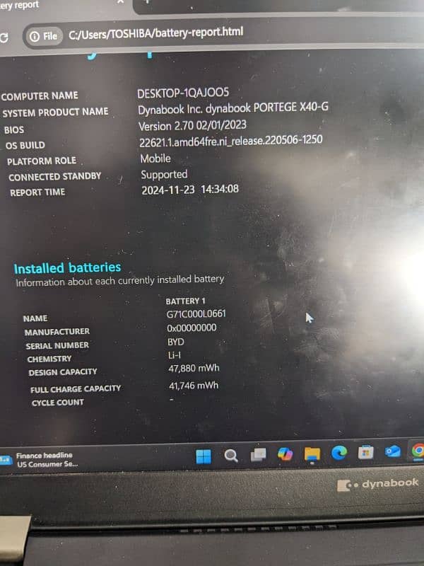 Toshiba dynabook i7 10gen 16GB RAM 256GB M2 SSD 6