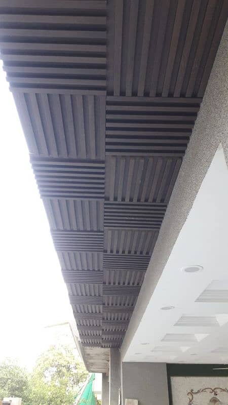 Wooden Paling Media Walls And Wooden Ceiling 1