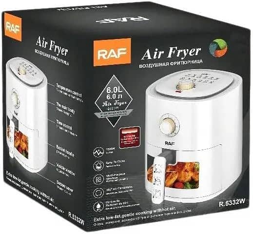 RAF 6L Air Fryer with Time & Temperature Control 1500W 9