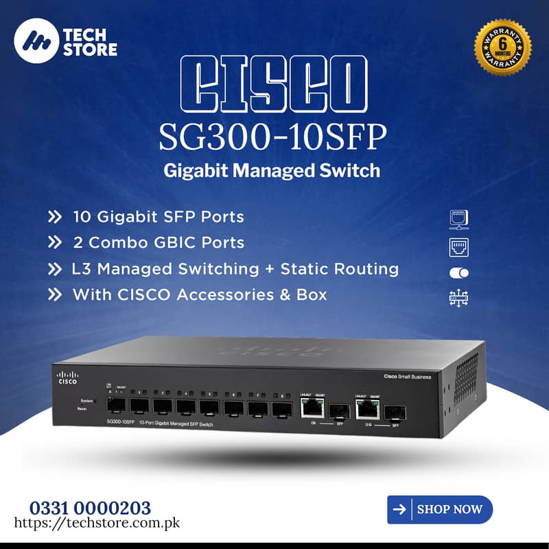 Cisco SG300-10SFP 10-Port Gigabit Managed Switch Branded Use(With Box) 0