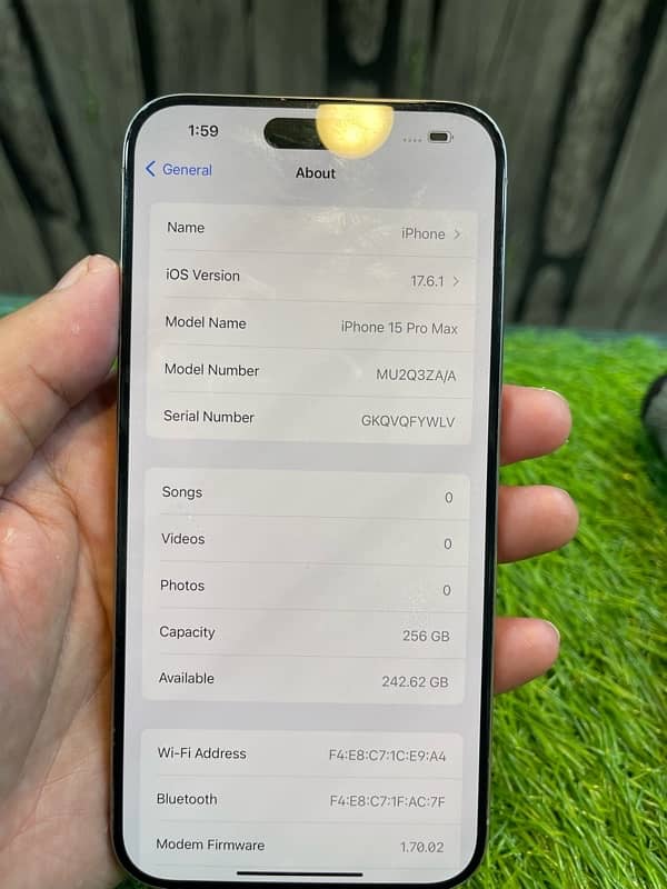 iphone 15pro max sim time 256gb 1