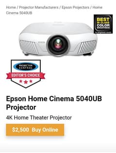 brand new epson 5040u 4k projector original home cinema 2500 dollar ka