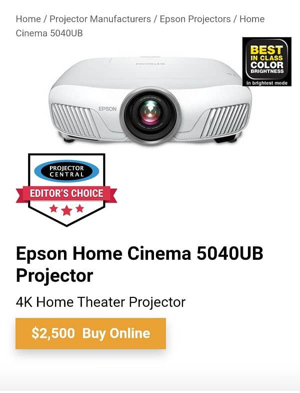 brand new epson 5040u 4k projector original home cinema 2500 dollar ka 1