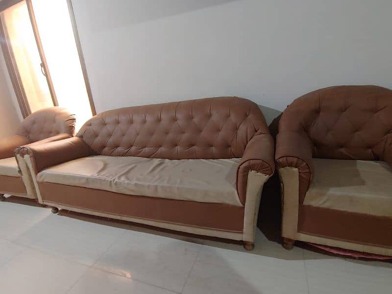 brown and skin sofa set 3